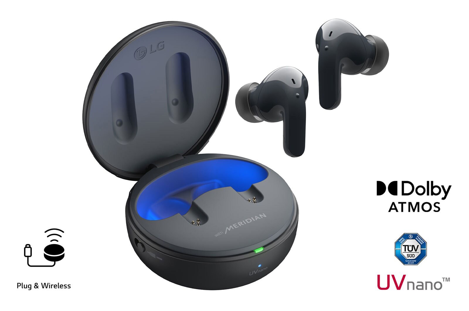 LG XBOOM XL7S bocina bluetooth con sonido de fiesta de 250 W + Audífonos inalámbricos TONE-T90Q, XL7S.T90QBK