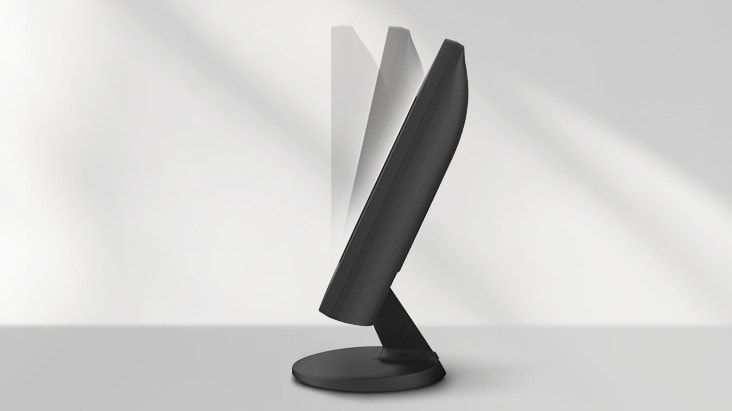 Un soporte de monitor 19BA300 muestra una inclinación que varía entre -5 y 20 grados.