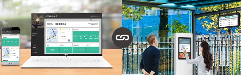 El propietario de la tienda puede distribuir contenido fácilmente y actualizar el firmware mediante una conexión inalámbrica como Wi-Fi o Bluetooth.
