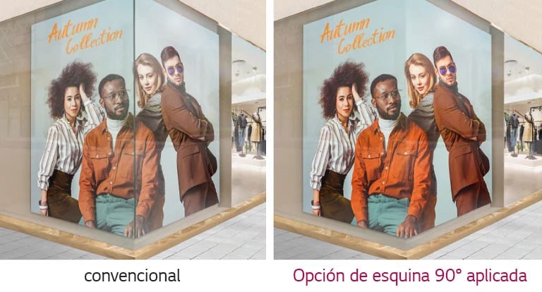 diseño de esquina de 90° disponible