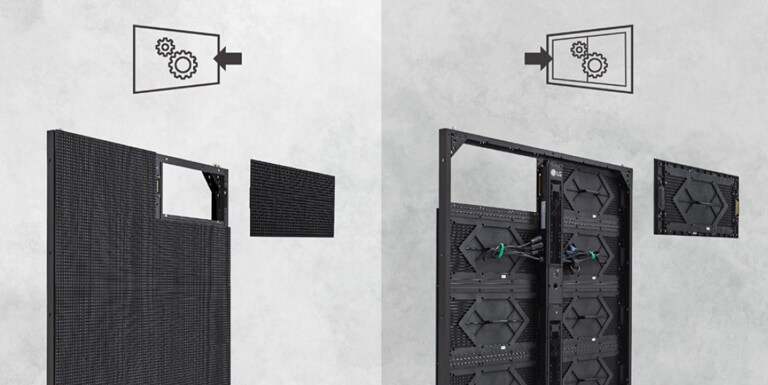 Un módulo LED puede quitarse del lado frontal o trasero.