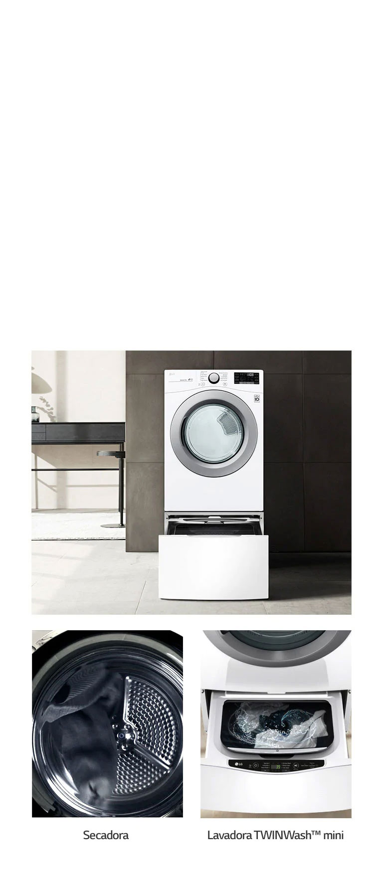 Compatible con la lavadora pedestal TWINWash™ Mini para lavar dos cargas a la vez