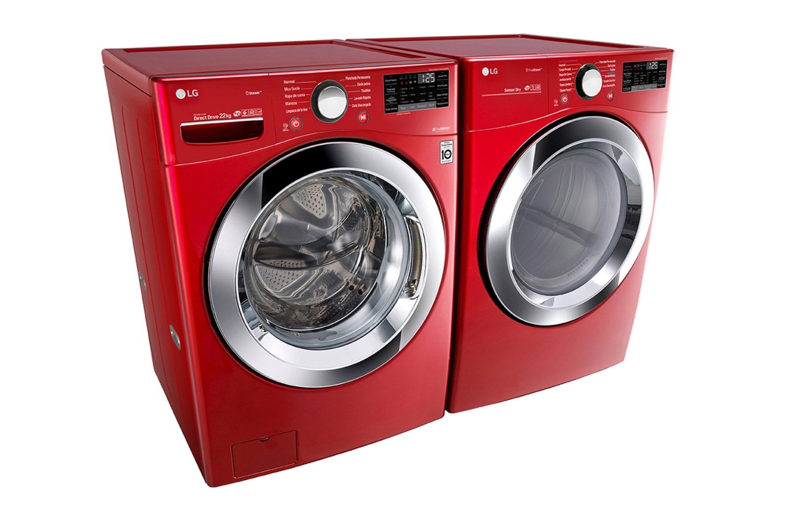 LG Secadora LG Smart Carga Frontal con Ciclos de Vapor y Sensor Dry 22Kg, Roja, DF22RV2S