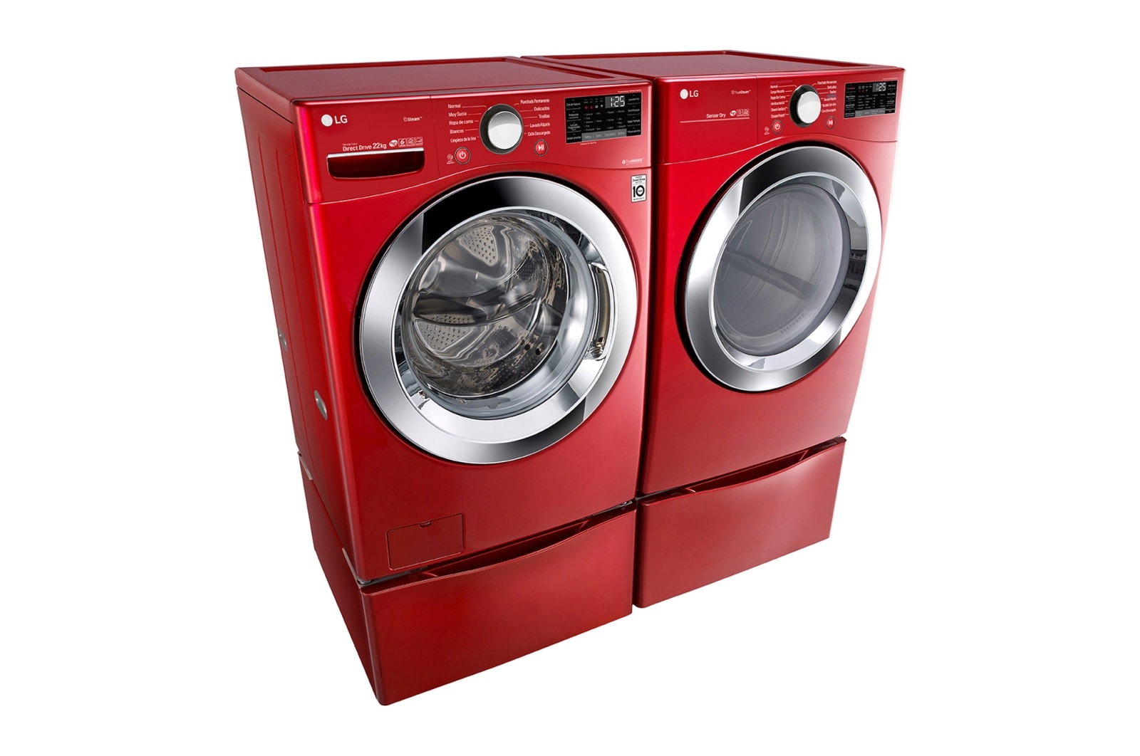 LG Secadora LG Smart Carga Frontal con Ciclos de Vapor y Sensor Dry 22Kg, Roja, DF22RV2S