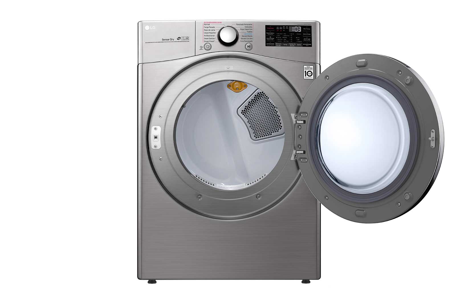 LG Secadora Carga Frontal Inteligente  con Ciclos de vapor True Steam™, Sensor Dry y Smart Diagnosis™ 22 Kg color Plata con Conectividad LG ThinQ, DF22VV2S