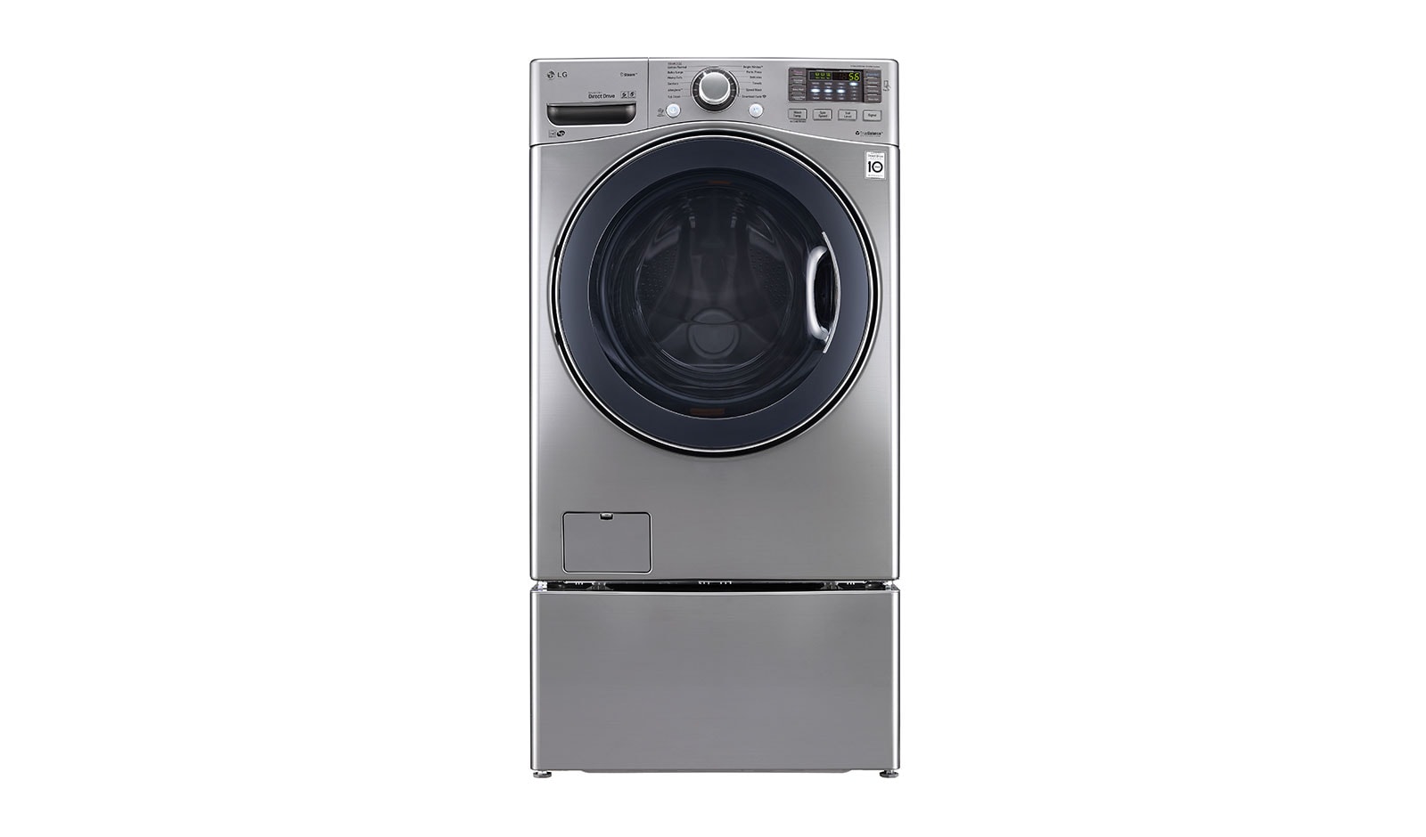 Vista frontal de Secadora Carga Frontal con ciclos de vapor Steam™ con Smart Diagnosis™ 22 Kg color Plata DF22VVS