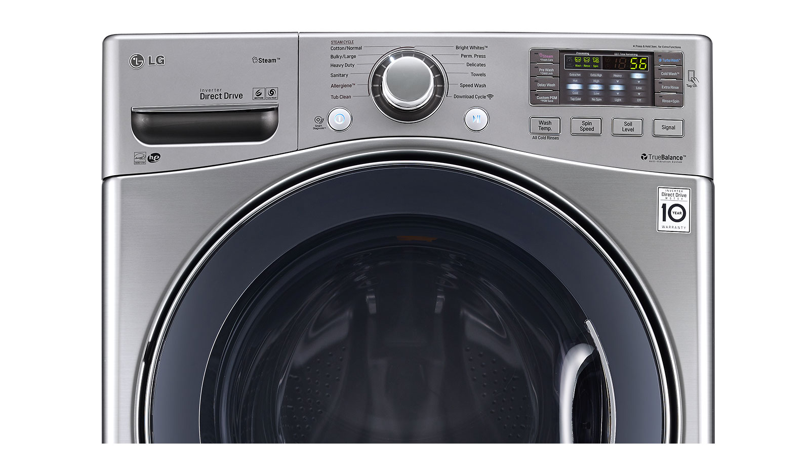 LG Secadora Carga Frontal con ciclos de vapor Steam™ con Smart Diagnosis™ 22 Kg color Plata, DF22VVS
