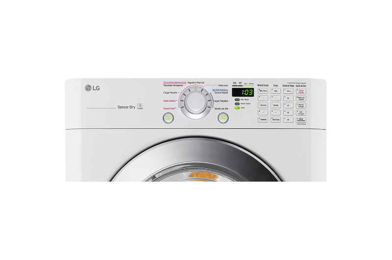 LG Secadora Carga Frontal Panel Intercambiable con ciclos de vapor Steam™, Sensor Dry con Steam Fresh™ 22 Kg color Blanca, DF22WKSG