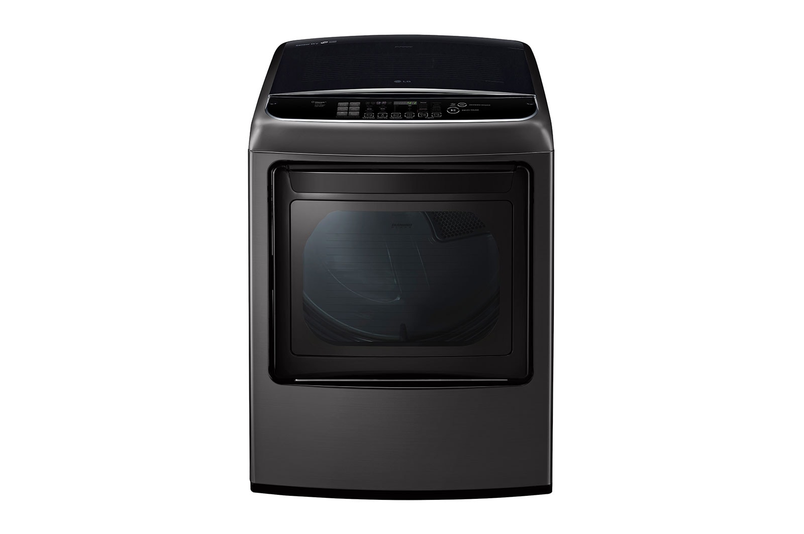 Vista frontal de Secadora Carga Superior Inteligente  con ciclos de vapor Steam™, Sensor Dry y con ThinQ® 22 Kg color Black Steel  DT22BSSG1