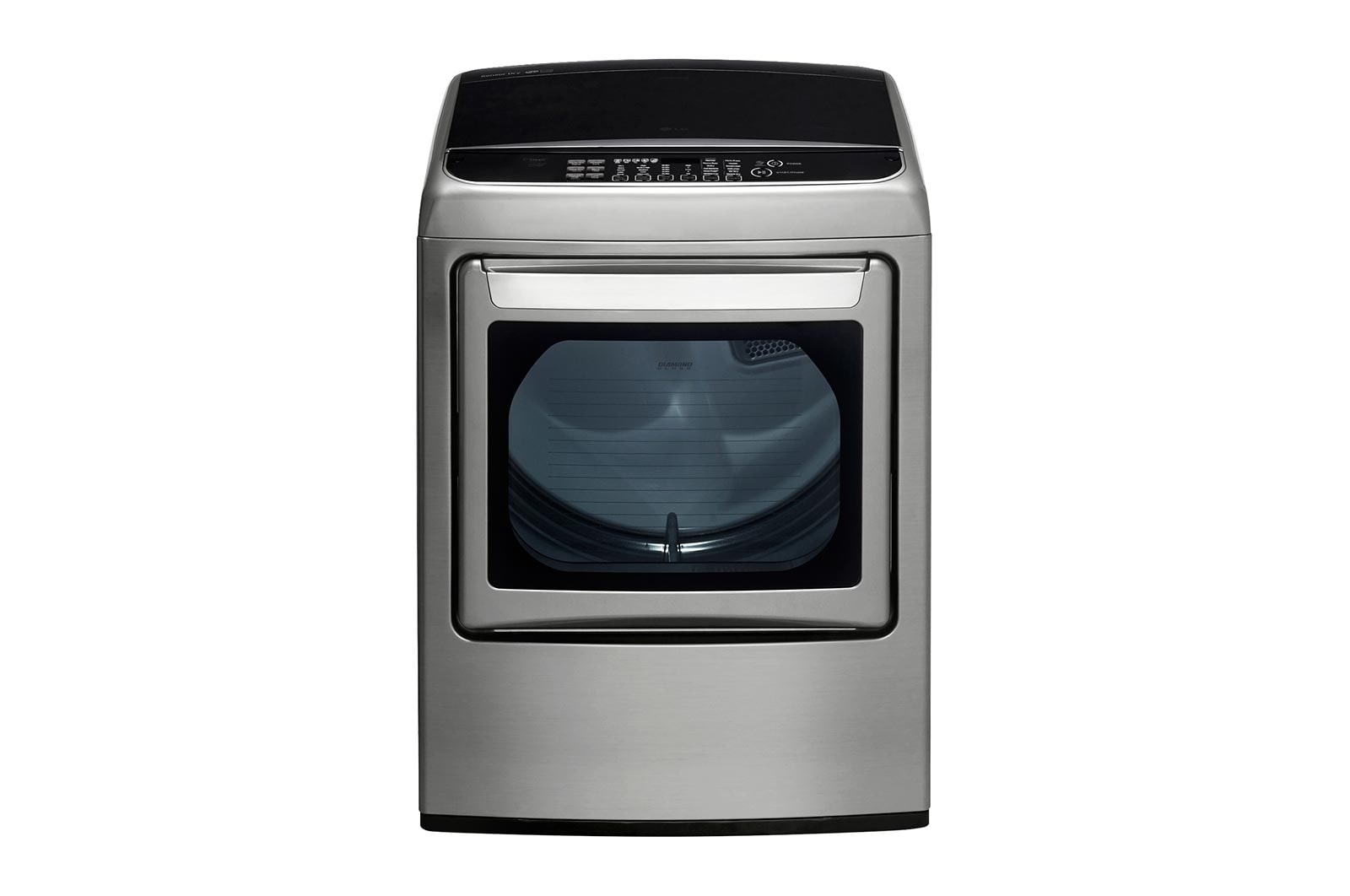 Vista frontal de  Secadora Carga Superior Inteligente con ciclos de vapor Steam Fresh™ y Sensor de Secado Sensor Dry, 22 Kg color Acero con Conectividad LG ThinQ DT22VSSG