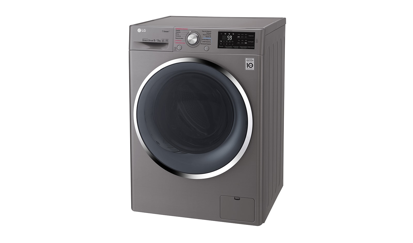 LG Lavasecadora Carga Frontal 6 Motion DD con Motor Inverter Direct Drive 10Kg/6Kg color acero, WD10SB6