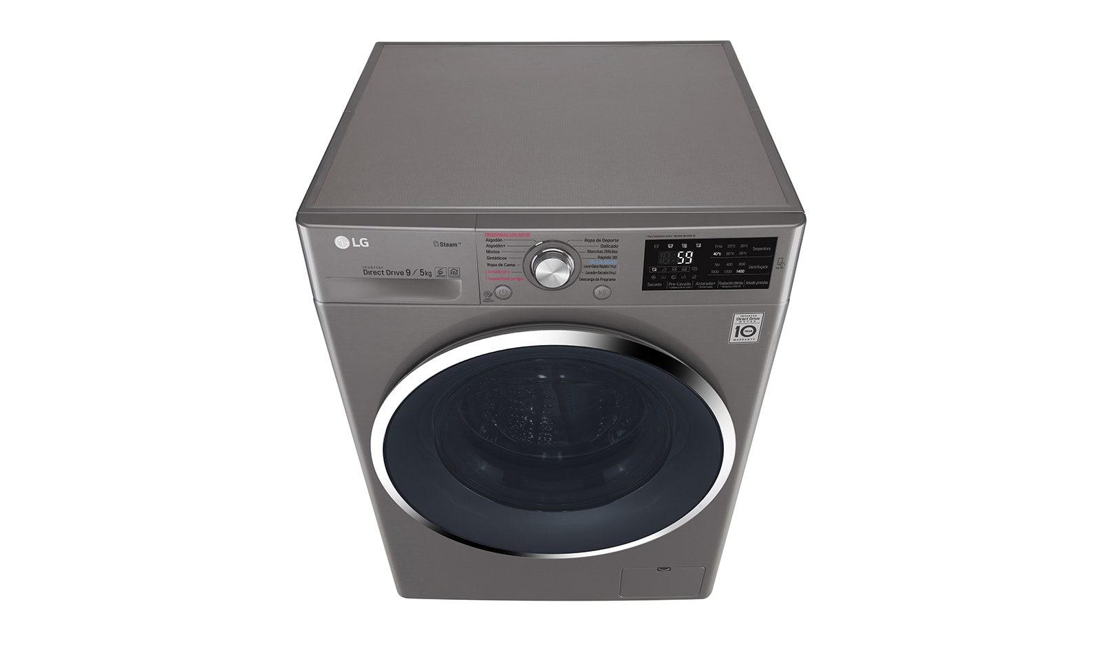 LG Lavasecadora Carga Frontal 6 Motion DD con Motor Inverter Direct Drive 10Kg/6Kg color acero, WD10SB6