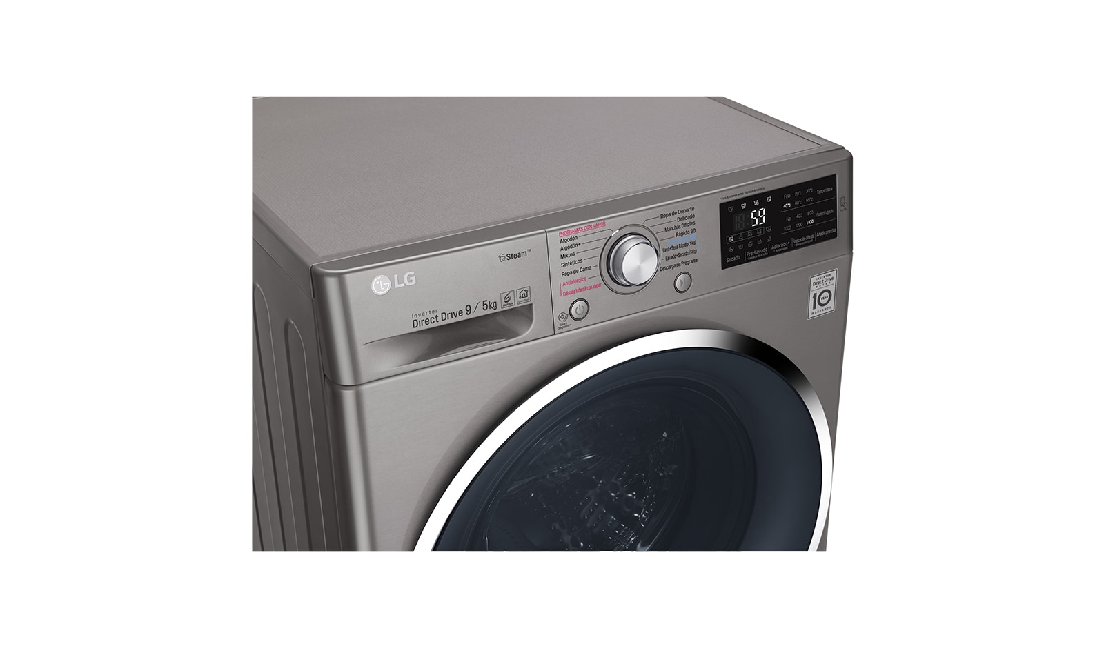 LG Lavasecadora Carga Frontal 6 Motion DD con Motor Inverter Direct Drive 10Kg/6Kg color acero, WD10SB6