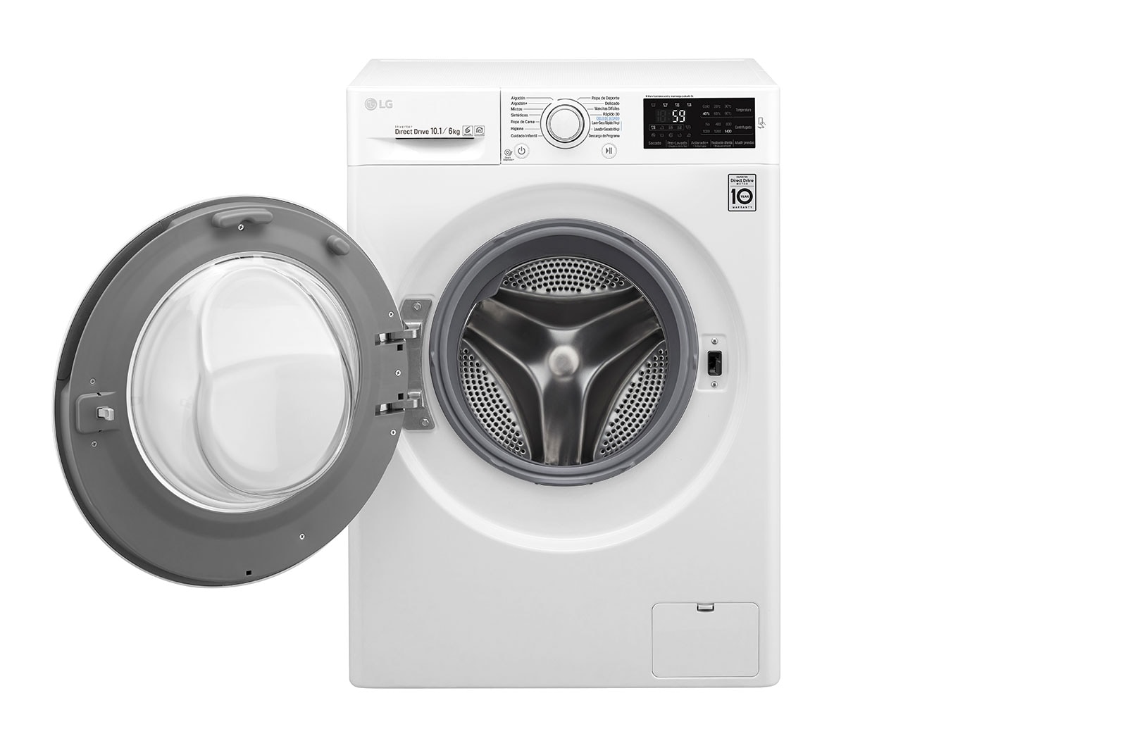LG Lavasecadora Carga Frontal 6 Motion DD con Motor Inverter Direct Drive, Smart Diagnosis™ 10.1Kg/6Kg color Blanca, WD10WB6