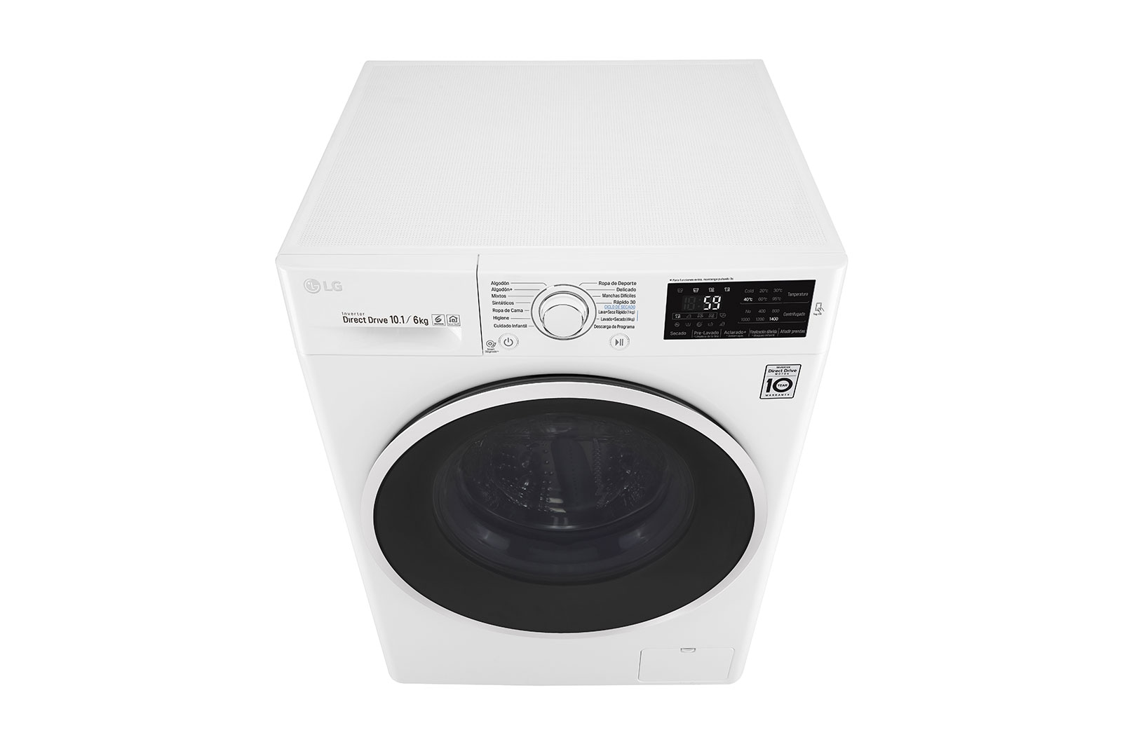 LG Lavasecadora Carga Frontal 6 Motion DD con Motor Inverter Direct Drive, Smart Diagnosis™ 10.1Kg/6Kg color Blanca, WD10WB6