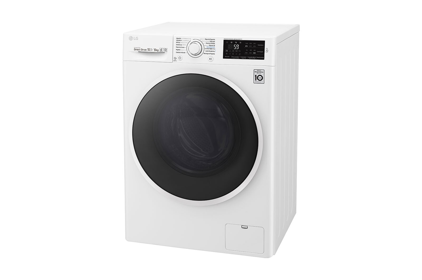 LG Lavasecadora Carga Frontal 6 Motion DD con Motor Inverter Direct Drive, Smart Diagnosis™ 10.1Kg/6Kg color Blanca, WD10WB6
