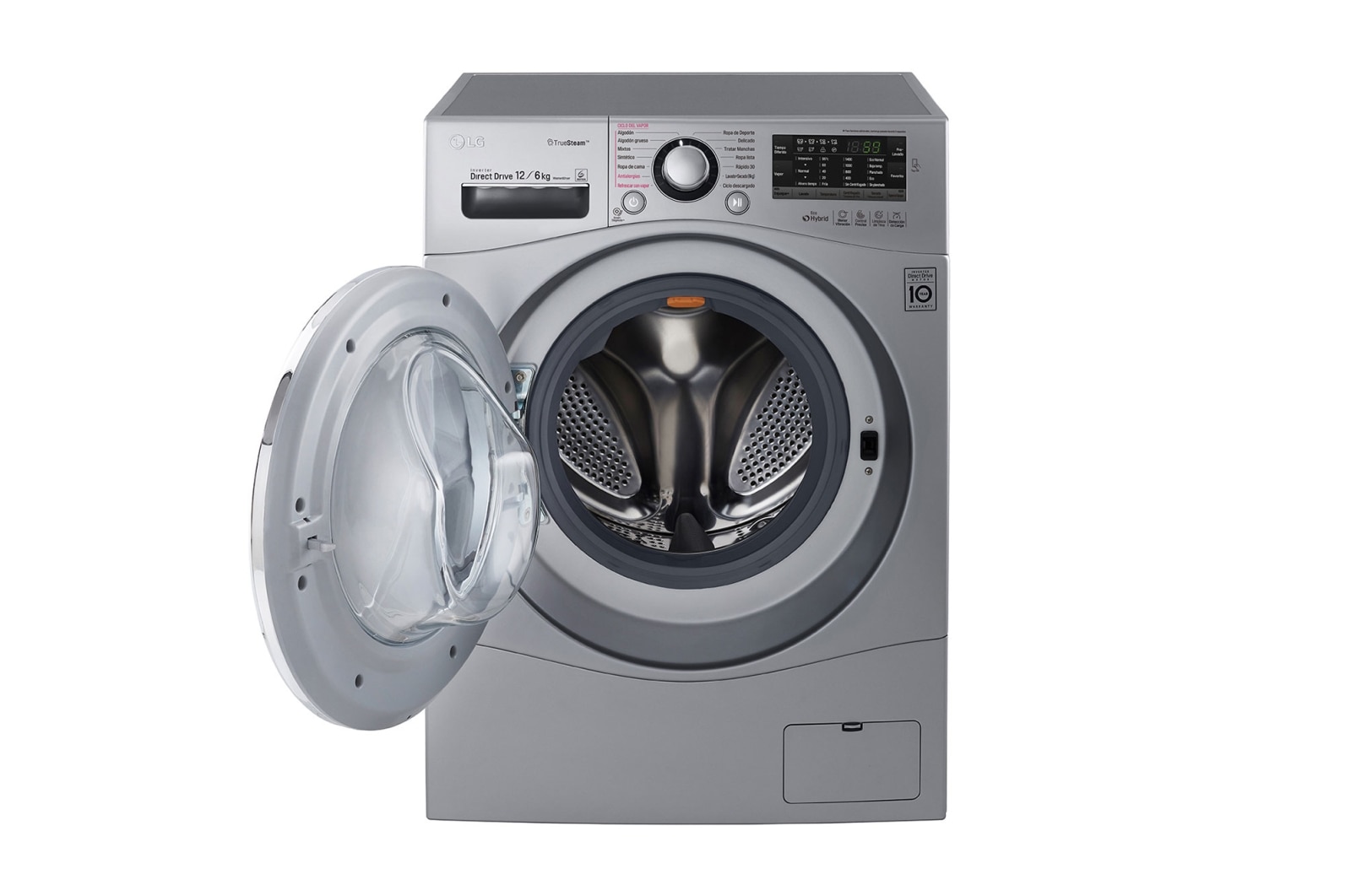 LG Lavasecadora Carga Frontal 6 Motion DD, TrueSteam™ con Motor Inverter Direct Drive, Smart Diagnosis™ 12 Kg/6 Kg color Plata, WD1247RDS