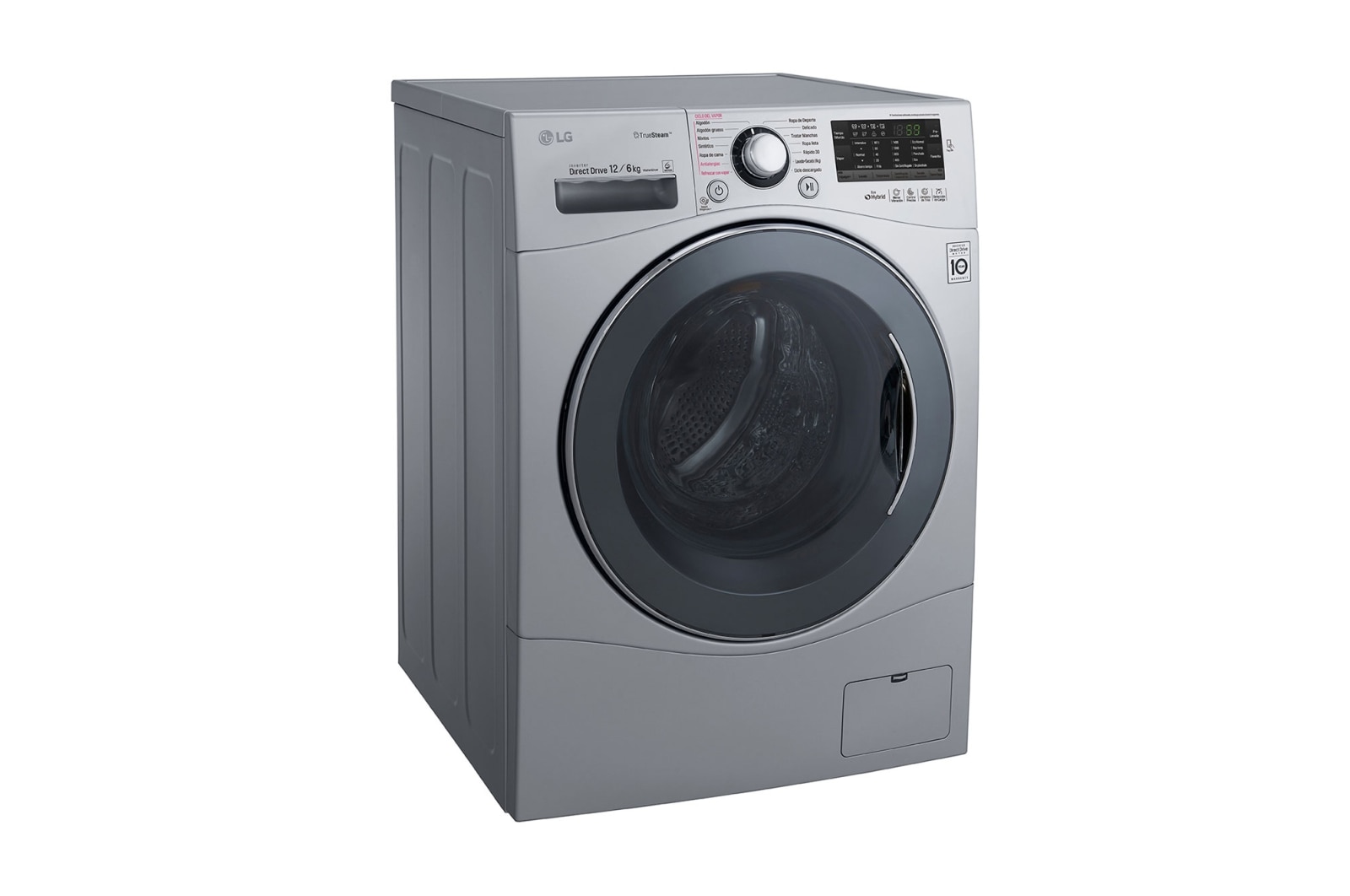 LG Lavasecadora Carga Frontal 6 Motion DD, TrueSteam™ con Motor Inverter Direct Drive, Smart Diagnosis™ 12 Kg/6 Kg color Plata, WD1247RDS