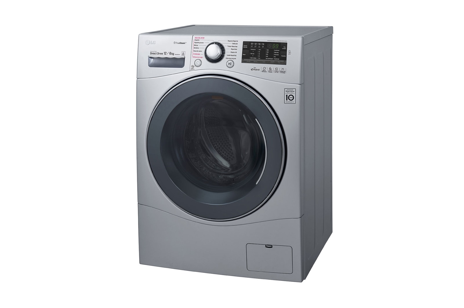 LG Lavasecadora Carga Frontal 6 Motion DD, TrueSteam™ con Motor Inverter Direct Drive, Smart Diagnosis™ 12 Kg/6 Kg color Plata, WD1247RDS