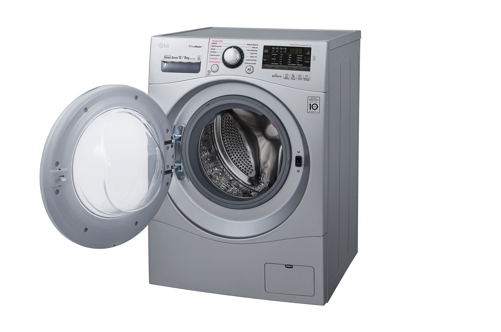LG Lavasecadora Carga Frontal 6 Motion DD, TrueSteam™ con Motor Inverter Direct Drive, Smart Diagnosis™ 12 Kg/6 Kg color Plata, WD1247RDS