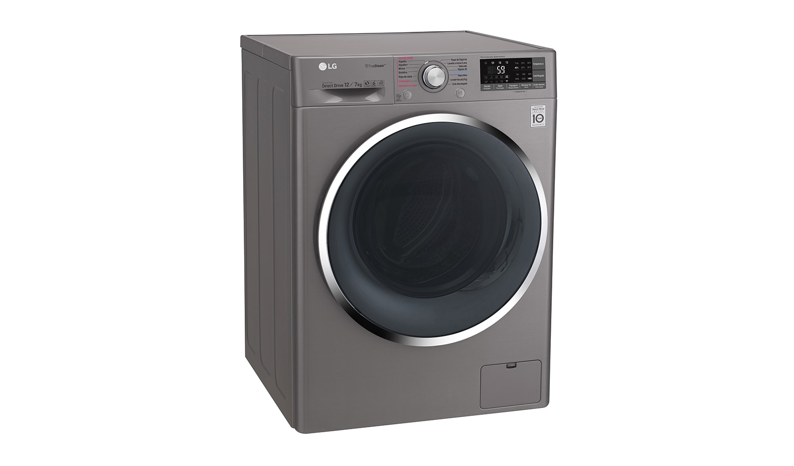 LG Lavasecadora Smart Carga Frontal 6 Motion DD con Motor Inverter Direct Drive 12Kg/7Kg color acero, WD12SB6