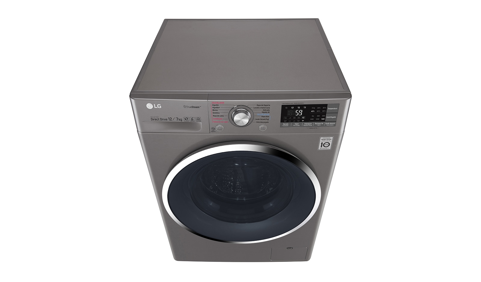 LG Lavasecadora Smart Carga Frontal 6 Motion DD con Motor Inverter Direct Drive 12Kg/7Kg color acero, WD12SB6