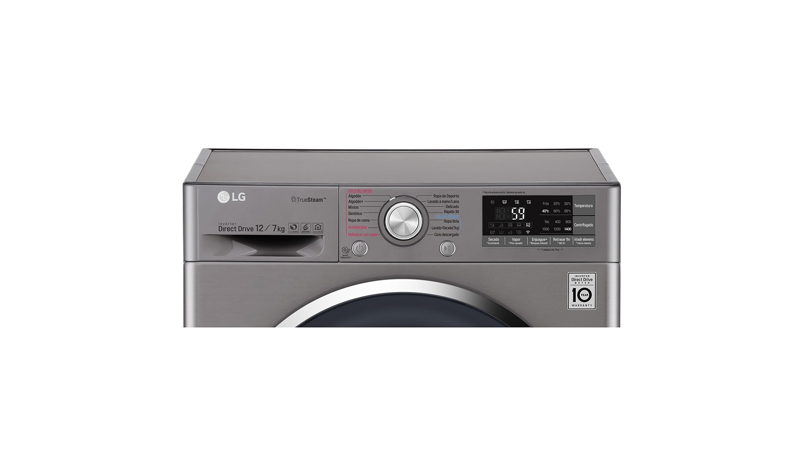 LG Lavasecadora Smart Carga Frontal 6 Motion DD con Motor Inverter Direct Drive 12Kg/7Kg color acero, WD12SB6