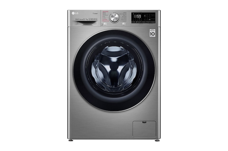LG Lavasecadora Carga Frontal 6 Motion DD con Motor Inverter AI Direct Drive, 12Kg / 7Kg color Acero, WD12VVC3S6C