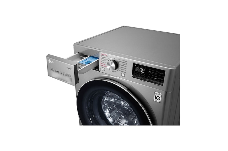 LG Lavasecadora Carga Frontal 6 Motion DD con Motor Inverter AI Direct Drive, 12Kg / 7Kg color Acero, WD12VVC3S6C