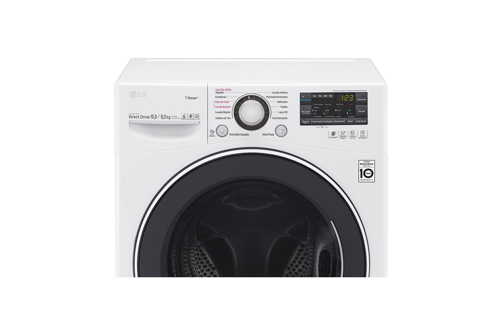 LG Lavasecadora Carga Frontal 6 Motion DD con Motor Inverter Direct Drive, Smart Diagnosis™ 15Kg/8Kg color Blanca, WD1571RD