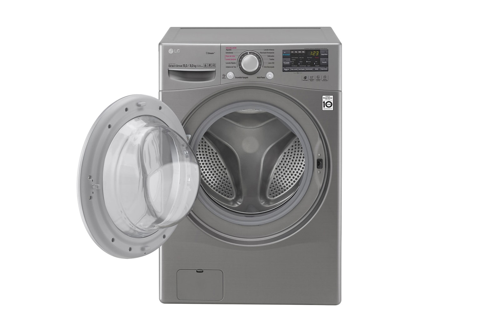 LG Lavasecadora Carga Frontal 6 Motion DD con Motor Inverter Direct Drive, Smart Diagnosis™ 15Kg/8Kg color Deluxe steel, WD1577RD