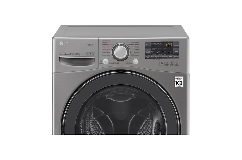 LG Lavasecadora Carga Frontal 6 Motion DD con Motor Inverter Direct Drive, Smart Diagnosis™ 15Kg/8Kg color Deluxe steel, WD1577RD