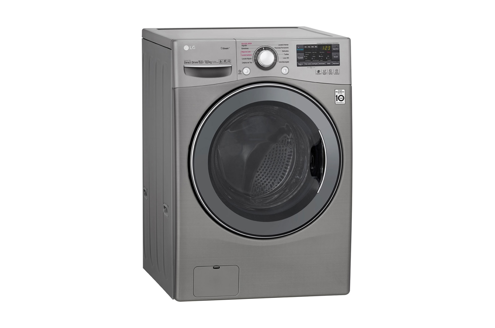 LG Lavasecadora Carga Frontal 6 Motion DD con Motor Inverter Direct Drive, Smart Diagnosis™ 15Kg/8Kg color Deluxe steel, WD1577RD