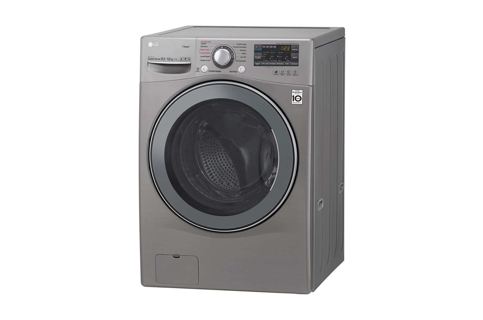 LG Lavasecadora Carga Frontal 6 Motion DD con Motor Inverter Direct Drive, Smart Diagnosis™ 15Kg/8Kg color Deluxe steel, WD1577RD