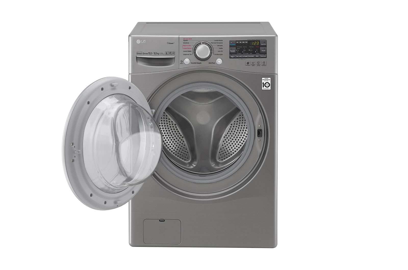 LG Lavasecadora Smart Carga Frontal 6 Motion DD con Motor Inverter Direct Drive, Smart Diagnosis™ 15Kg/8Kg color Deluxe steel, WD15SGS6