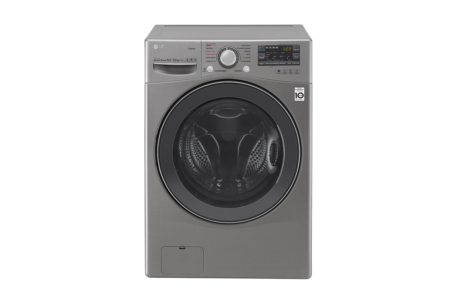 LG Lavasecadora Smart Carga Frontal 6 Motion DD con Motor Inverter Direct Drive, Smart Diagnosis™ 15Kg/8Kg color Deluxe steel, WD15SGS6
