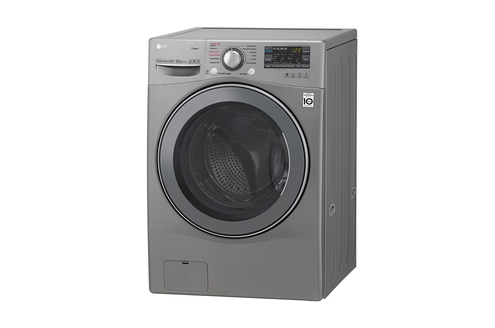 LG Lavasecadora Smart Carga Frontal 6 Motion DD con Motor Inverter Direct Drive, Smart Diagnosis™ 15Kg/8Kg color Deluxe steel, WD15SGS6