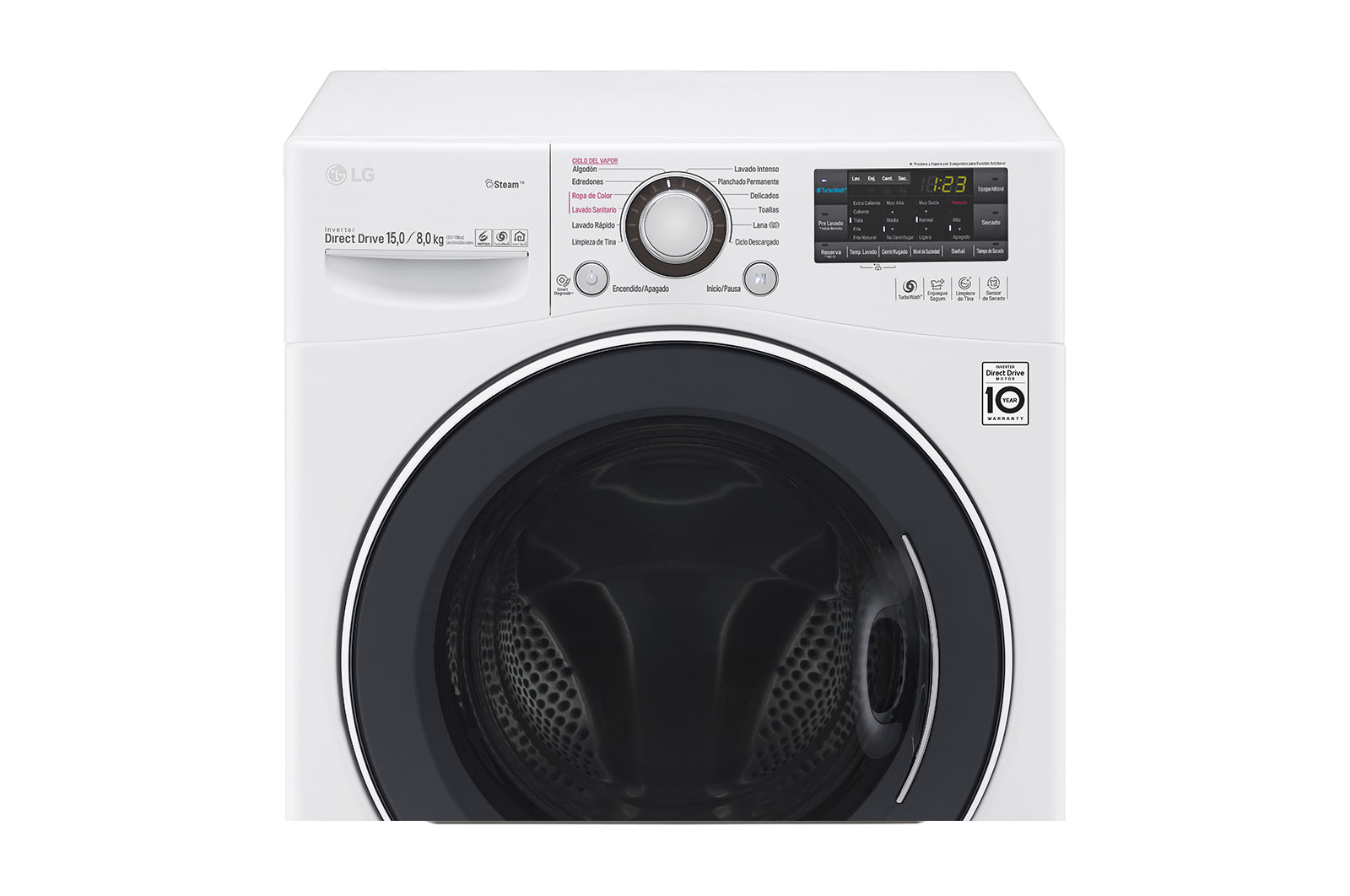 LG Lavasecadora Smart Carga Frontal 6 Motion DD con Motor Inverter Direct Drive, Smart Diagnosis™ 15Kg/8Kg color Blanca, WD15WGS6