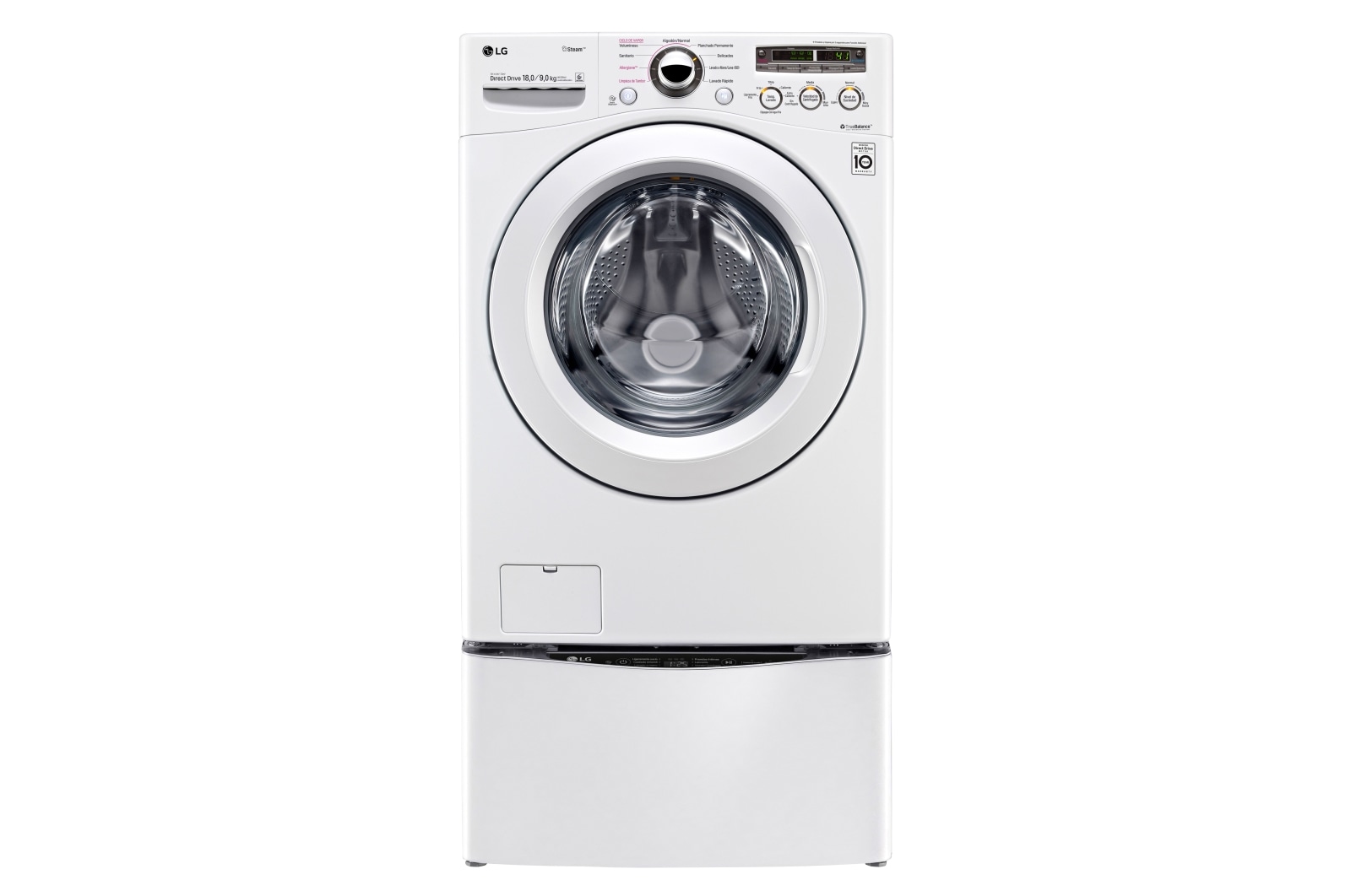LG Lavasecadora Carga Frontal 6 Motion DD con Motor Inverter Direct Drive, 18Kg/9Kg color Blanca Compatible con LG TWINWash™ Mini, WD18WN6