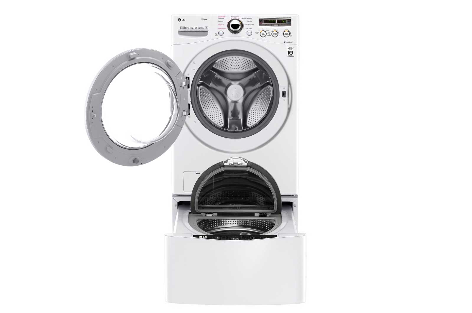 LG Lavasecadora Carga Frontal 6 Motion DD con Motor Inverter Direct Drive, 18Kg/9Kg color Blanca Compatible con LG TWINWash™ Mini, WD18WN6