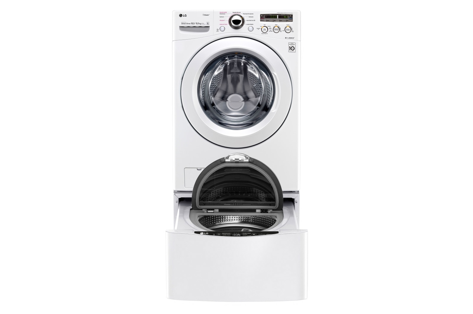 LG Lavasecadora Carga Frontal 6 Motion DD con Motor Inverter Direct Drive, 18Kg/9Kg color Blanca Compatible con LG TWINWash™ Mini, WD18WN6