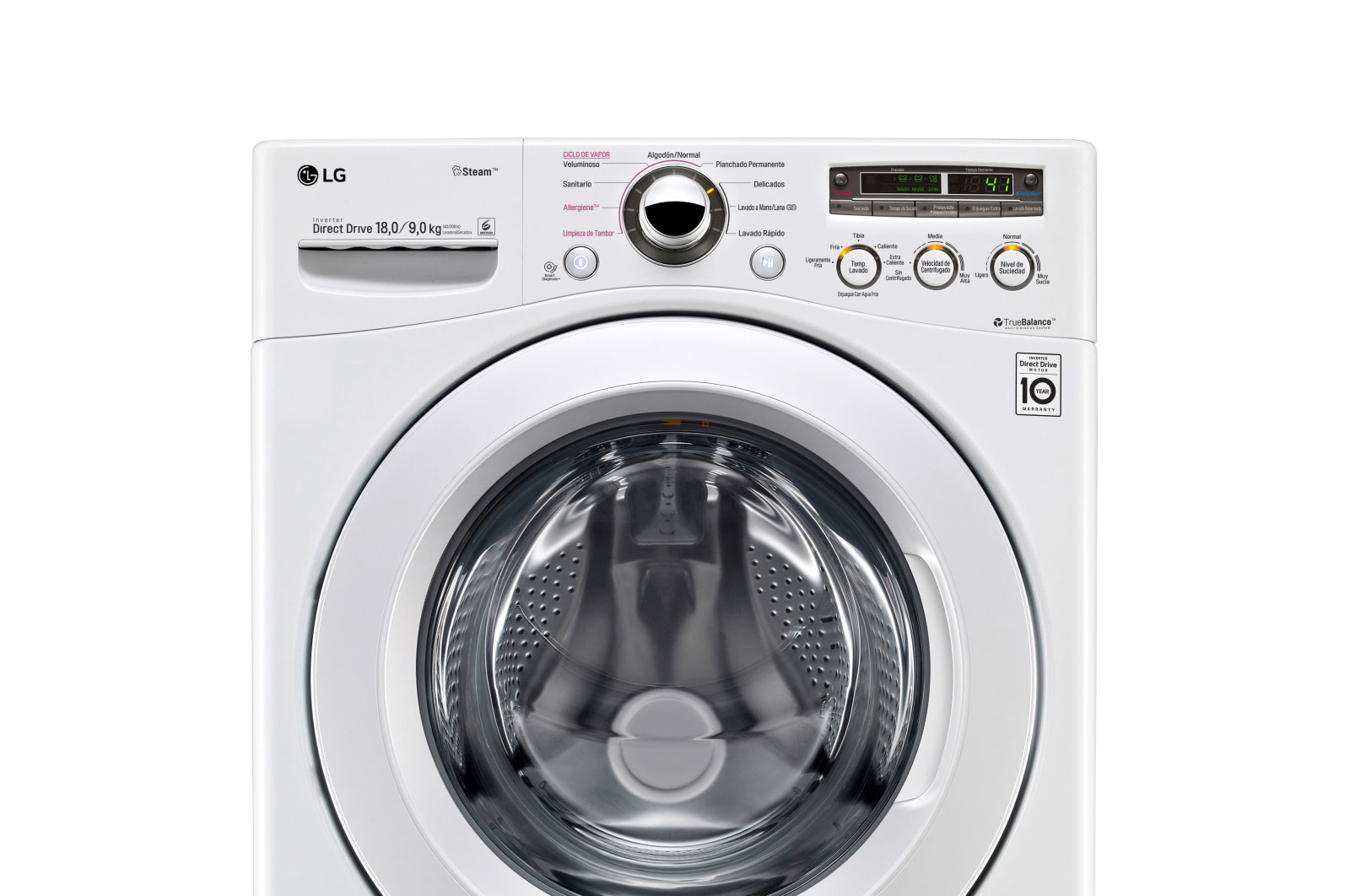 LG Lavasecadora Carga Frontal 6 Motion DD con Motor Inverter Direct Drive, 18Kg/9Kg color Blanca Compatible con LG TWINWash™ Mini, WD18WN6