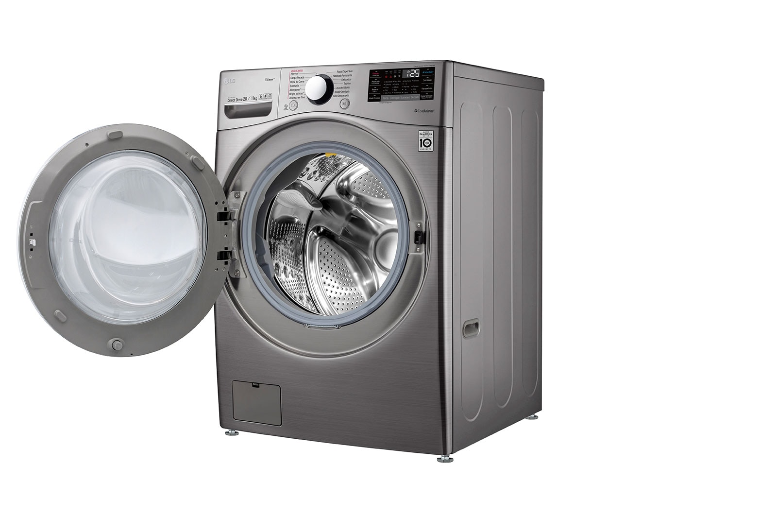 LG Lavasecadora LG Carga Frontal Inteligente Inverter DD con Ciclos con vapor Steam™ 20 kg - Color Acero con Conectividad LG ThinQ, WD20VV2S6