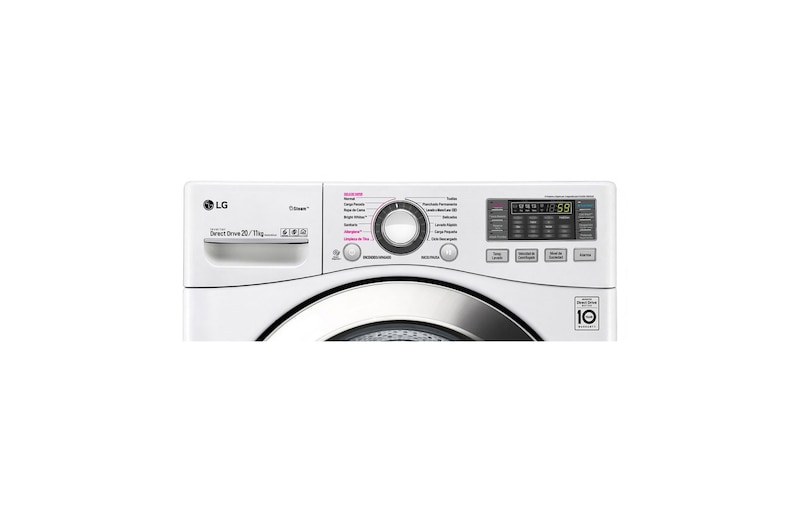 LG Lavasecadora Smart Carga Frontal 6 Motion DD con Motor Inverter Direct Drive, 20Kg/11Kg color Blanca Compatible con LG TWINWash™ Mini, WD20WVS6