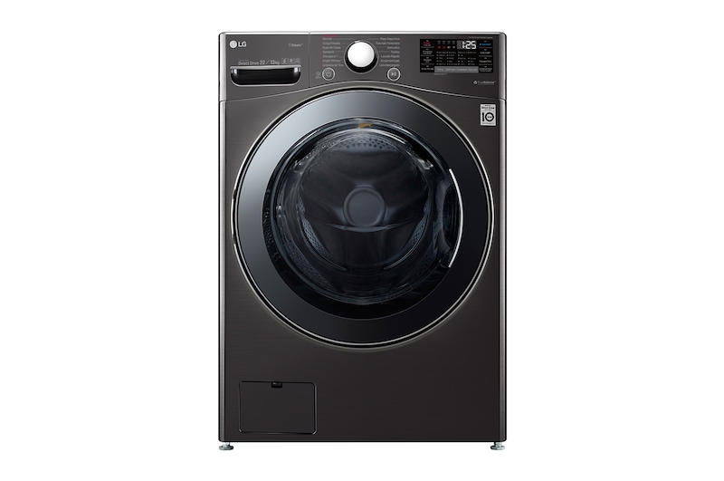 LG Lavasecadora LG Carga Frontal Inteligente 6 Motion DD con Motor Inverter Direct Drive 22Kg / 13Kg – Acero Negro con Conectividad LG ThinQ, WD22BV2S6