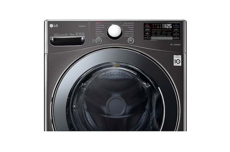 LG Lavasecadora LG Carga Frontal Inteligente 6 Motion DD con Motor Inverter Direct Drive 22Kg / 13Kg – Acero Negro con Conectividad LG ThinQ, WD22BV2S6
