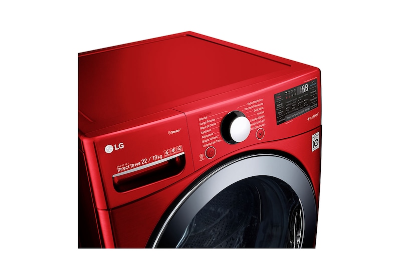 LG Lavasecadora LG Carga Frontal  Inverter DD con Ciclos con vapor Steam™ 22Kg / 13Kg - Roja - WD22R2VS6 , WD22RV2S6