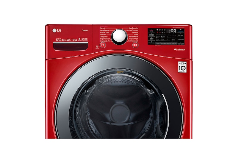 LG Lavasecadora LG Carga Frontal  Inverter DD con Ciclos con vapor Steam™ 22Kg / 13Kg - Roja - WD22R2VS6 , WD22RV2S6