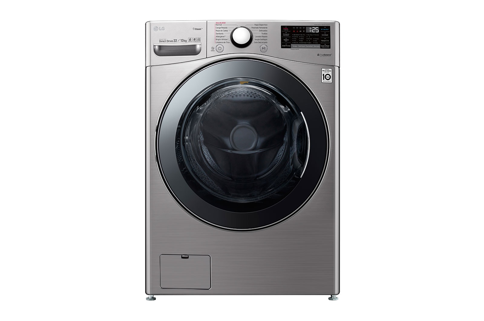 LG Lavasecadora LG Carga Frontal Inteligente Inverter DD con conectividad ThinQ con 6 Motion DD 22Kg / 13Kg – Acero Negro – WD22VV2S6, WD22VV2S6