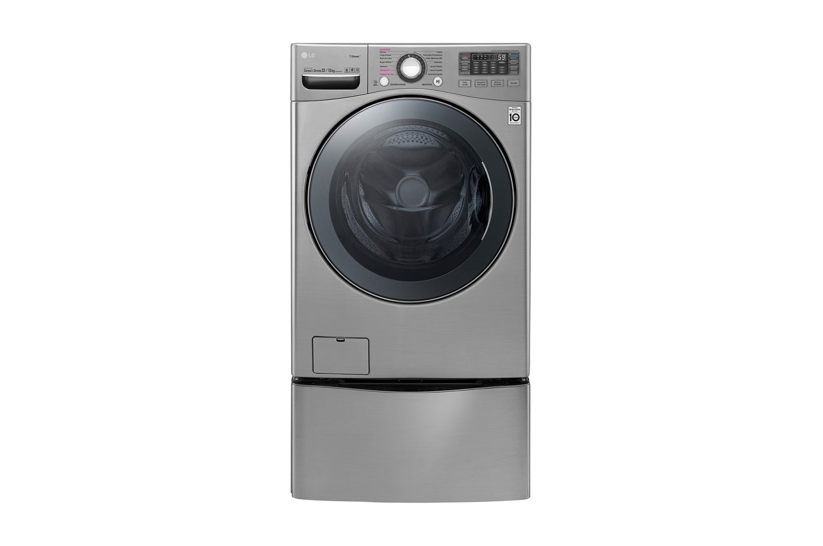 LG Lavasecadora Smart LG Carga Frontal 6 Motion DD con Motor Inverter Direct Drive, 22Kg/13Kg color Deluxe Steel Compatible con LG TWINWash™ Mini, WD22VVS6